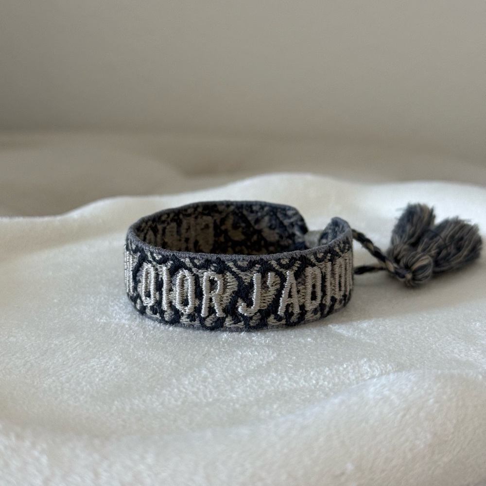 Dior Blue and Gray Bracelet - Navy Blue Dior Oblique Cotton